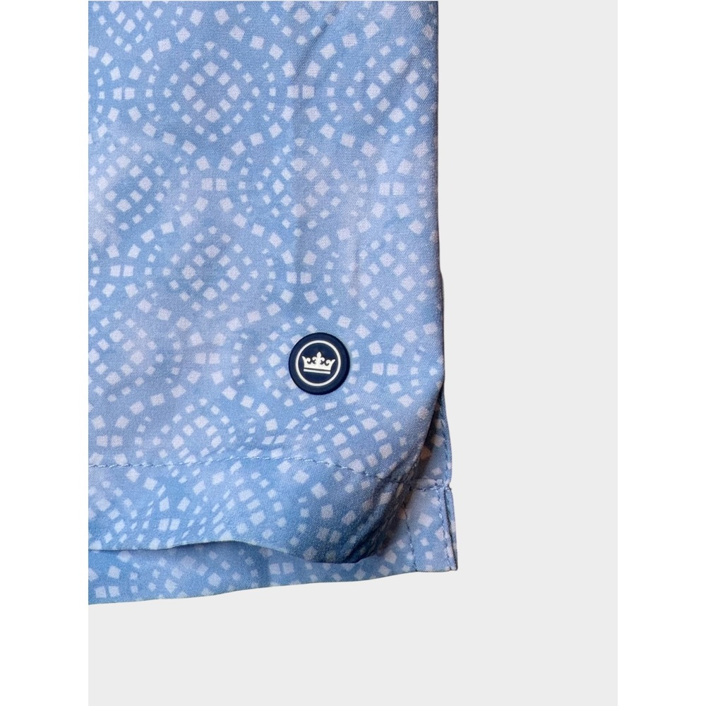 Peter Millar Mens Blue Geometric Tile Print Swim Trunks Shorts 6in Inseam Size M - Picture 3 of 8